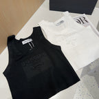 SLEEVELESS TOP 640631 IN BLACK COTTON EMBOSSED LOGO