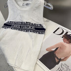 SLEEVELESS TOP 643222 IN WHITE COTTON BLACK LOGO
