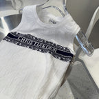 SLEEVELESS TOP 643222 IN WHITE COTTON BLACK LOGO