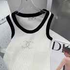 TANK TOP 643225 IN BLACK AND WHITE COTTON RIBBED KNIT