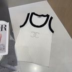 TANK TOP 643225 IN BLACK AND WHITE COTTON RIBBED KNIT