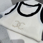 TANK TOP 643225 IN BLACK AND WHITE COTTON RIBBED KNIT