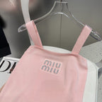 CAMI TOP 643227 IN PINK COTTON RIBBED KNIT