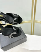 HIGH HEELS ONE STRAP IN BLACK GOATSKIN