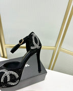 HIGH HEELS ONE STRAP IN BLACK GOATSKIN
