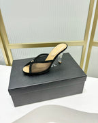 HIGH HEEL PEEP TOE IN BLACK BREATHABLE MESH