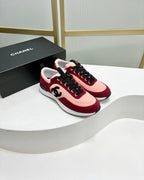 SNEAKER IN LIGHT PINK MIX CHERRY RED SUEDE
