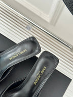SL BARBARA MULES 55 BLACK CALFSKIN