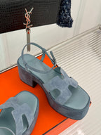 HM 25S JAM 30 HIGH-HEEL SANDAL IN STEEL BLUE GRAY SUEDE