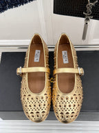 MARY JANE IN METALLIC GOLD CALFSKIN