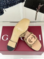 SLIDE SANDALS IN BEIGE CALFSKIN