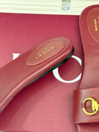 SLIDE SANDALS IN RED CALFSKIN WITH GOLD HARDWARE