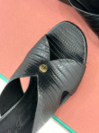 LP HIGH HEEL 25S IN BLACK LAMBSKIN SNAKE EMBOSSING