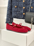 PRADA 25S SOFT PADDED BALLERINAS IN DARK RED SUEDE