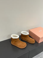 ANKLE BOOTS IN BRONZE BROWN SUEDE AND FLEECE LINING
