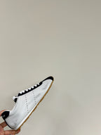 PLUME SNEAKERS IN WHITE NAPPA LAMBSKIN AND NAVY SUEDE