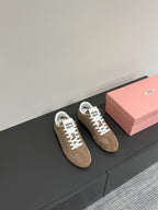 RETRO SNEAKERS IN COFFEE BROWN MESH AND SUEDE