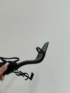 YSL HEELED SANDALS 25S 105 MM IN BLACK GLOSSY LAMBSKIN