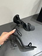 YSL HEELED SANDALS 25S 105 MM IN BLACK LAMBSKIN