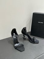 YSL HEELED SANDALS 25S 105 MM IN BLACK LAMBSKIN
