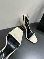 YSL HEELED SANDALS 25S 105 MM IN CREAM WHITE LAMBSKIN