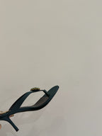 YSL HEELED THONG SANDALS 25S IN DARK ARMY GREEN SATIN WITH CRYSTAL