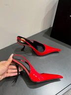 YSL HIGH SLINGBACK 25S IN RED GLOSSY LAMBSKIN