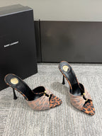 YSL HIGH HEEL 25S 100 MM IN LEOPARD PRINT LAMBSKIN