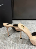 YSL HIGH HEEL 25S 100 MM IN BEIGE LAMBSKIN