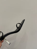 YSL KITTEN HEEL SANDALS 25S IN BLACK GLOSSY LAMBSKIN