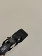 BALENCIAGA 25S HIGH-HEELED FLIP-FLOPS IN BLACK CALFSKIN WITH SILVER HARDWARE