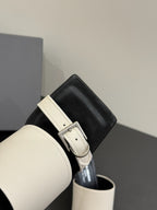 BALENCIAGA 25S HIGH-HEELED SANDALS IN WHITE CALFSKIN WITH SILVER HARDWARE