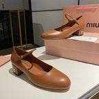 MARY JANE SHOES CLASSIC CARAMEL COLOR SHEEPSKIN