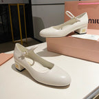 MARY JANE SHOES CLASSIC WHITE SHEEPSKIN