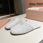 MULES SLIPPERS RETRO WHITE COWHIDE