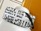 LVx N&PW Keepall Bandoulière 50 Black White Cowhide