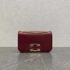 Celine Frame Bag Triomphe Burgundy Calfskin