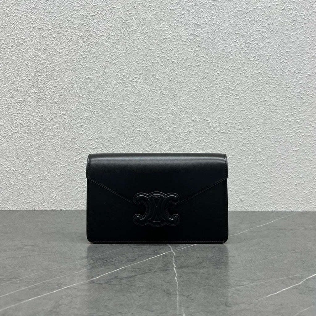 Celine WOC Triomphe Black Cowhide