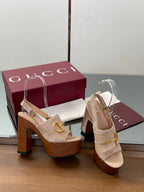 HIGH HEEL SANDALS 13 CM IN BEIGE CALFSKIN MIX SUEDUE GOLD HARDWARE