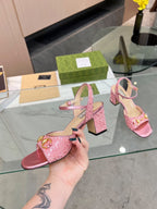 GG HIGH HEELS SANDALS 60 IN SHINY PINK LAMBSKIN
