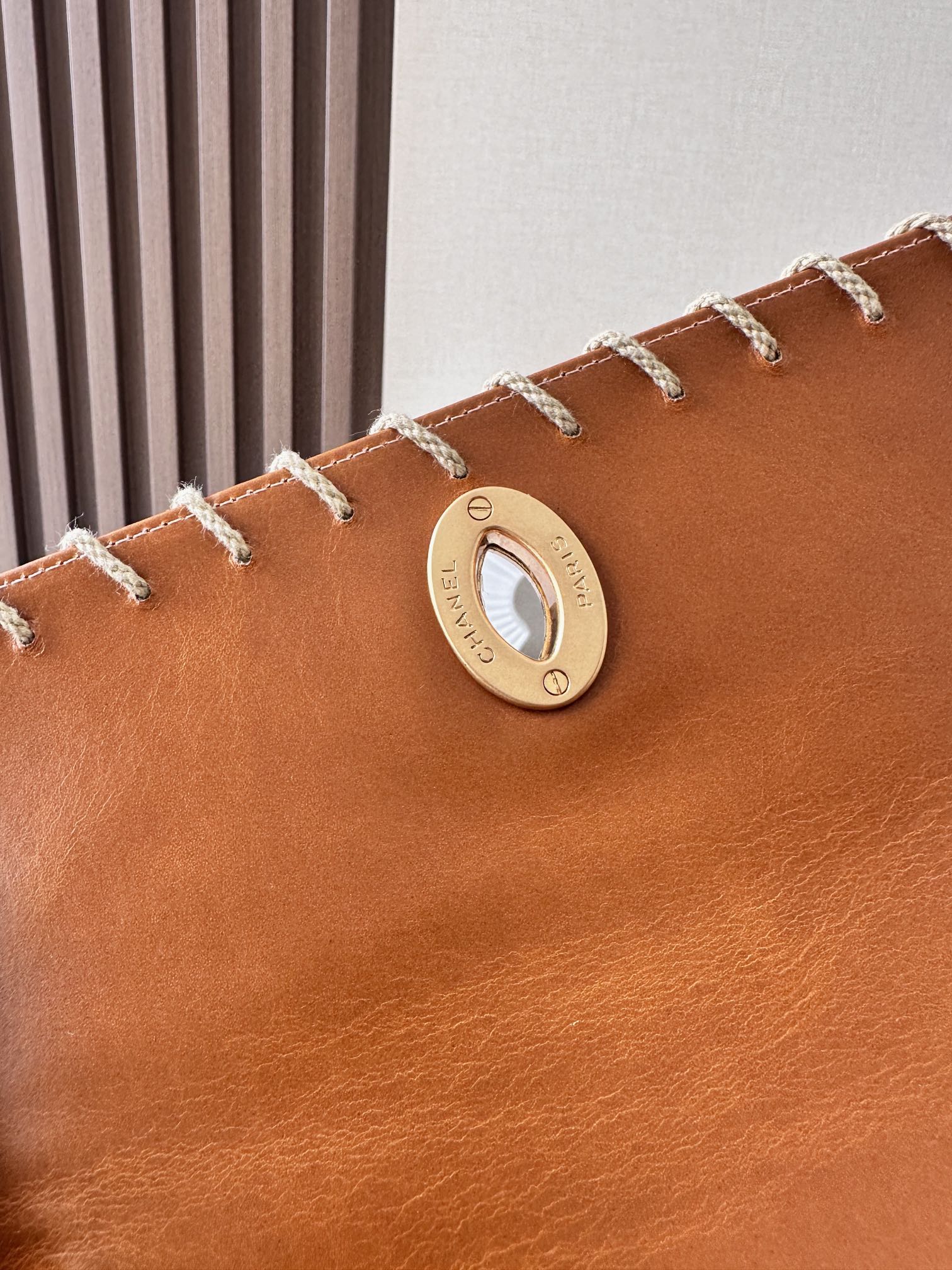 CC Western Jumbo Flap Bag 25cm Light Brown Leather
