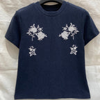 FLORAL EMBROIDERED T SHIRT 25S IN COTTON 266303