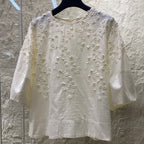 ROUND NECK EMBROIDERED SHIRT 25S IN COTTON 266154