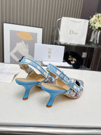 J'ADIOR SLINGBACK PUMP COLORFUL NATURAL RAFFIA AND EMBROIDERED COTTON 65 MM 130845