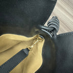 LOEWE 25S LARGE FLAMENCO CLUTCH BAG 30 IN BLACK CALFSKIN