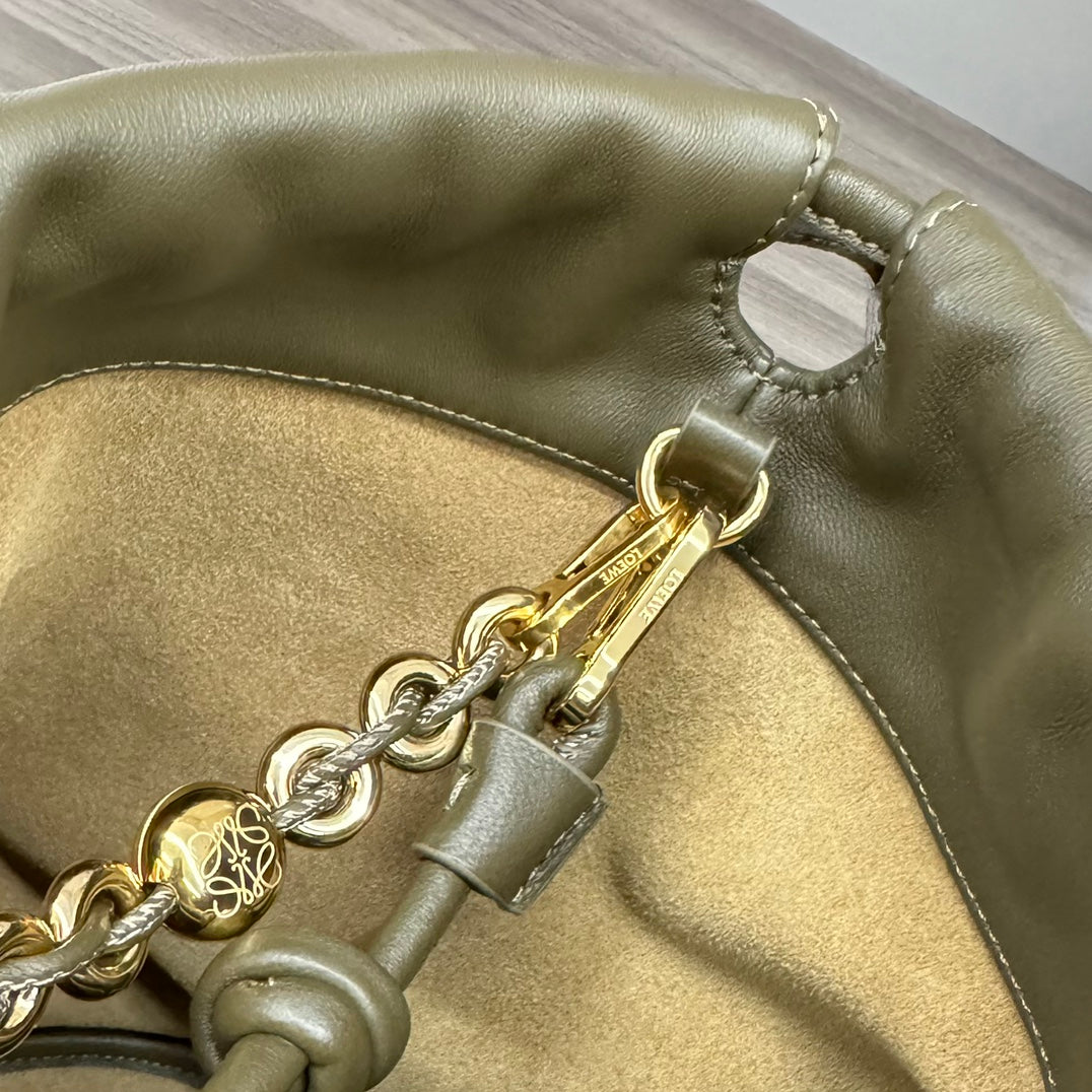 Loewe Flamenco Purse Bucket 32 Olive Lambskin Ghw