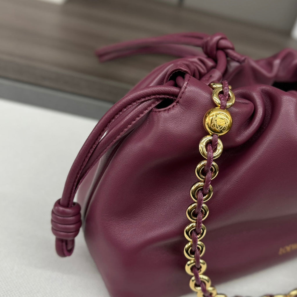 Loewe Flamenco Purse 30 Burgundy Lambskin Ghw