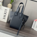 LOEWE 25S HAMMOCK BAG 20 IN CHARCOAL BLUE CALFSKIN SILVER HARDWARE