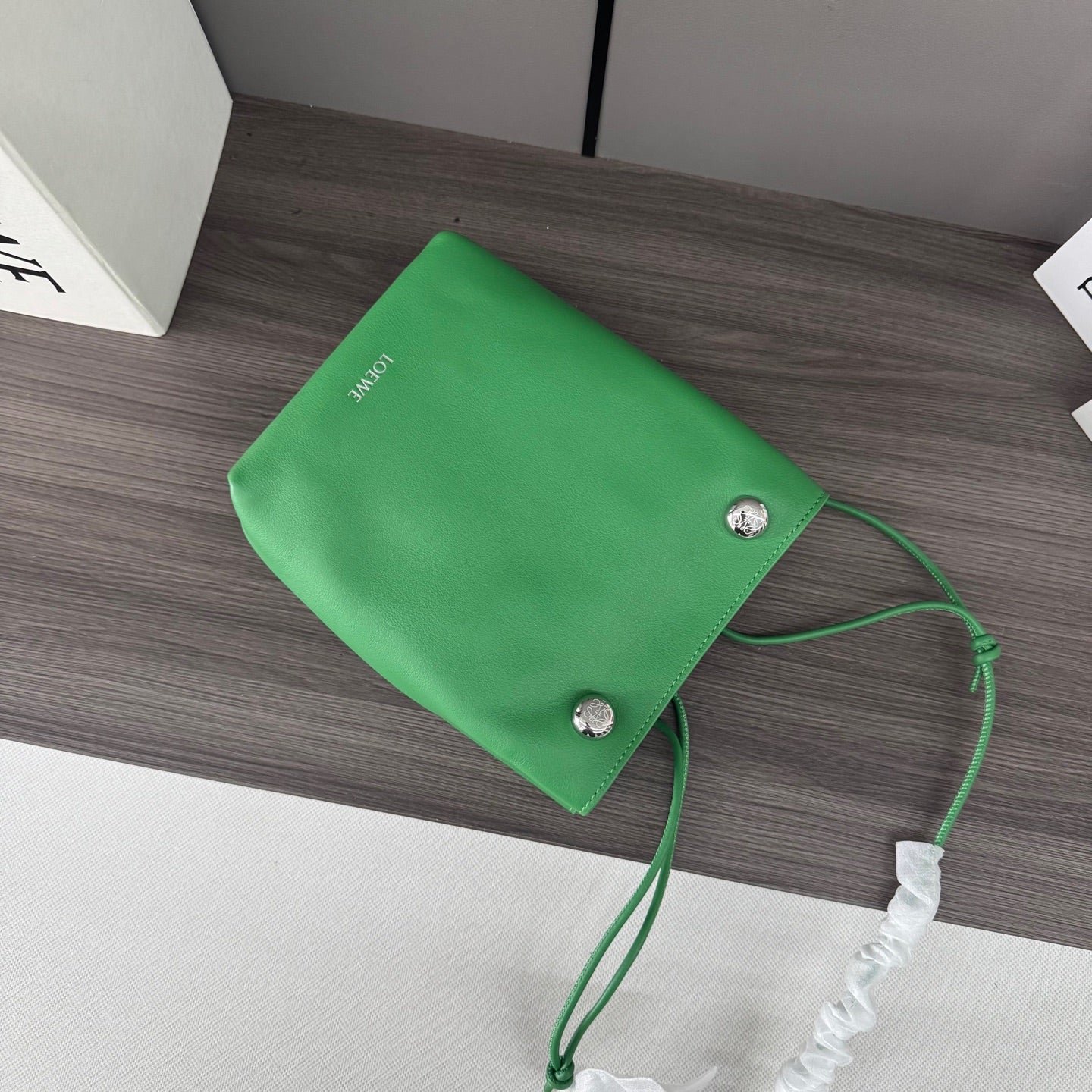 Loewe Small Pebble Hobo Green Smooth Calfskin
