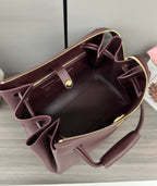 LOEWE 25S MADRID BAG 28 IN DARK WINE CALFSKIN GOLD HARDWARE